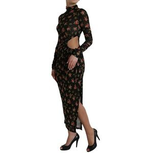 Dolce & Gabbana Black Floral Cut Out Sheath Long Maxi Dress/IT40|S/Black NWT